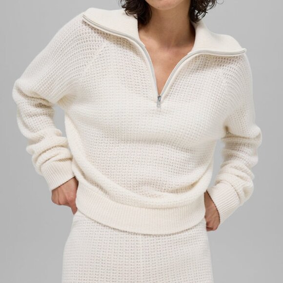 Alo Yoga Cashmere Plush Waffle 1/4 Zip Pullover and High-Waist Plush Waffle Pant - Picture 2 of 5